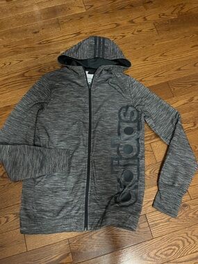 adidas Youth Gray Heather Full-Zip Hoodie